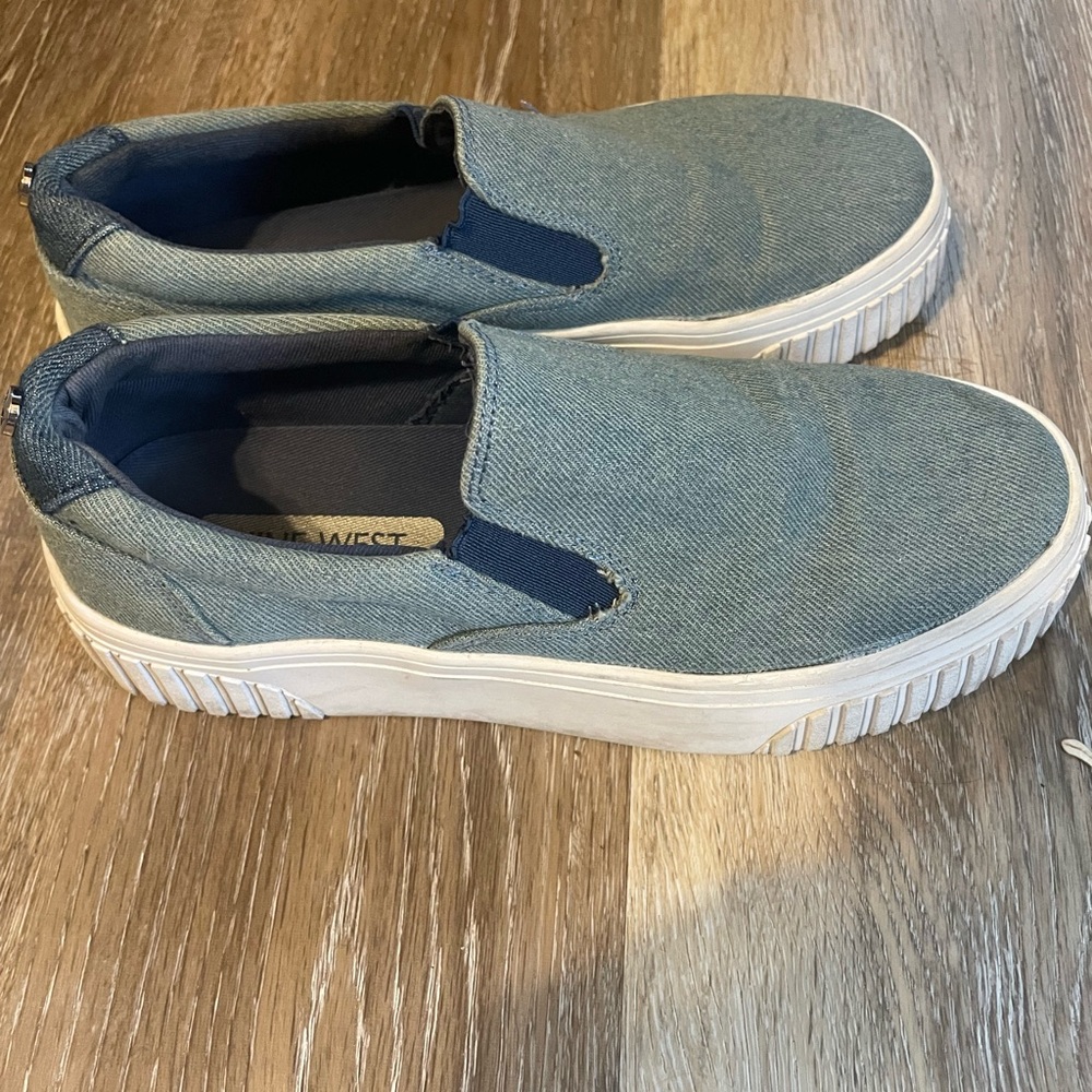 Nine West Blue Denim Slip-On Sneakers